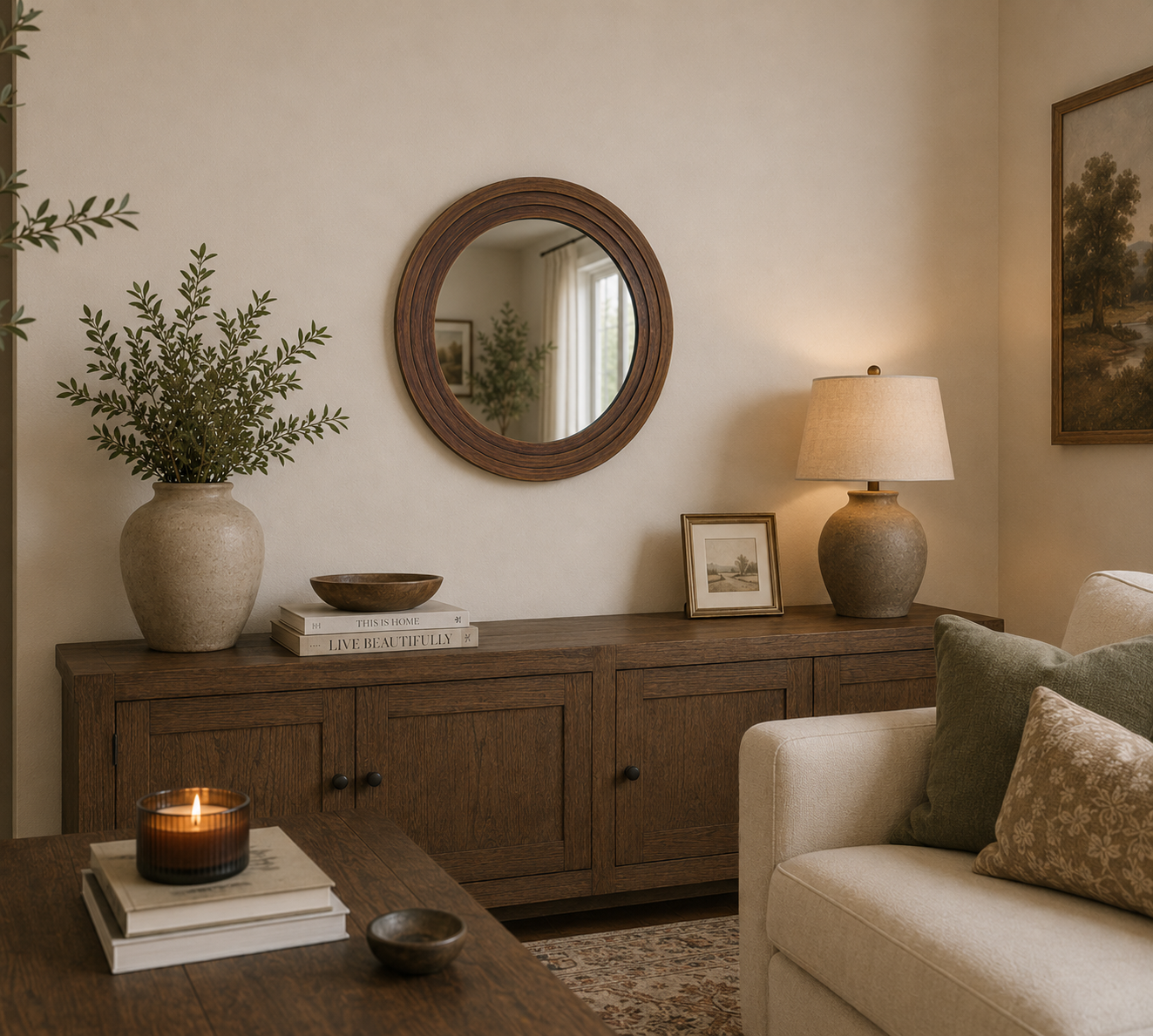 Brown Wooden Frame Mirror