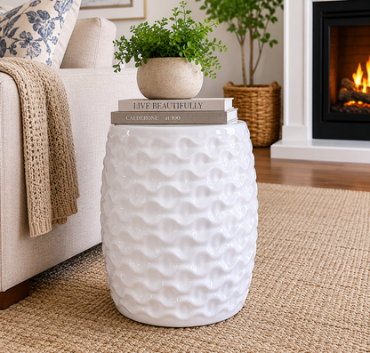 Snowy White Ottoman