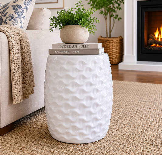 Snowy White Ottoman