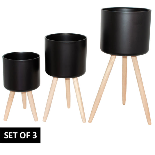 Chad Black Plant Stand Set/3