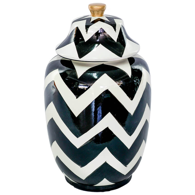 Black/White Zigzag Jar/Lid