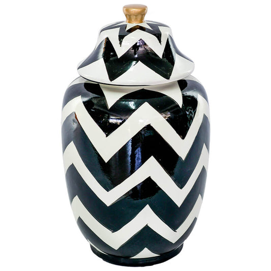 Black/White Zigzag Jar/Lid