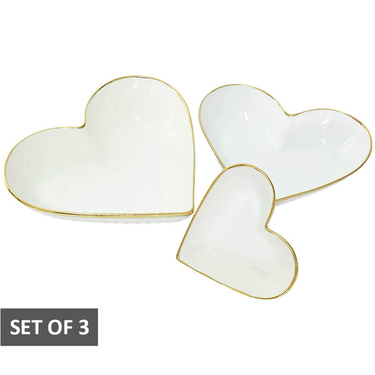 Gold Rim Heart Bowl Set