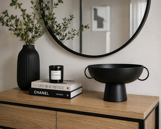 Black FTD Handled Vase